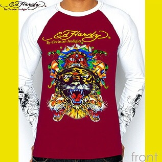 Ed Hardy Mens Multiprint Rａｇｌａｎ Tee エドハーディー　メンズ　マルチプリント　タイガー ラグラン袖　ロンT
