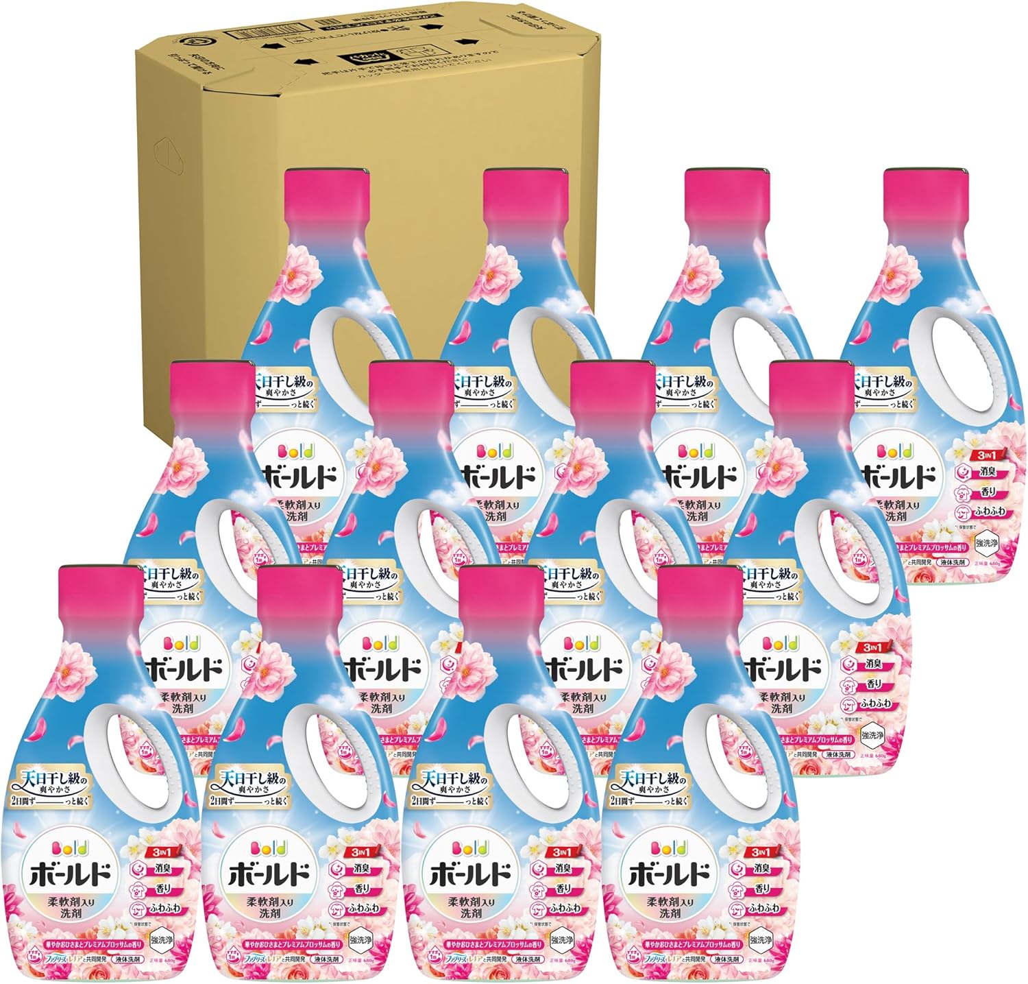 Bold ボールド 柔軟剤入り 洗濯洗剤 液体 華やかおひさまとプレミアムブロッサムの香り 本体 680g×9本