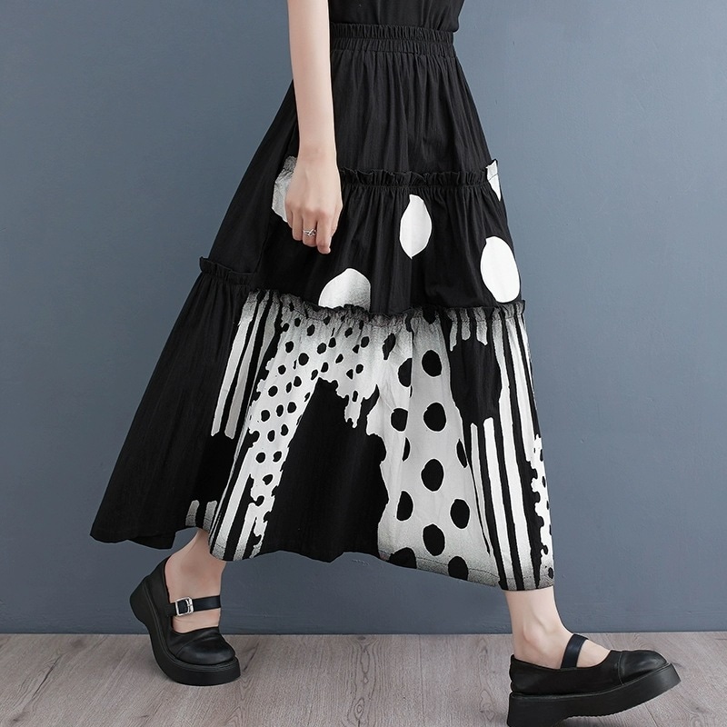 Aラインスカート女2024夏痩せデザイン感小衆ゆるいサイズファットマミーマキシスカート