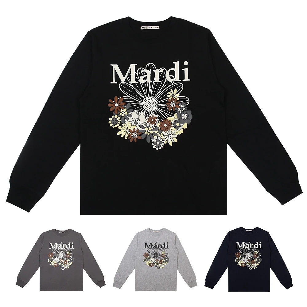 TSHIRT LONG SLEEVE FLOWERMARDI JARDIN ロンT 長袖Tシャツ ロングTシャツ ロングスリーブTシャツ 長袖カットソー レディース 韓国 ファッション アパレル