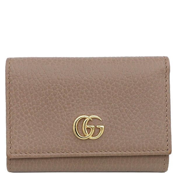 グッチ GUCCI 三つ折り財布 GGマーモント コンパクト ウォレット カーフレザー ベージュ ゴールド金具 ミニ財布 644407 【保存袋】【中古】
