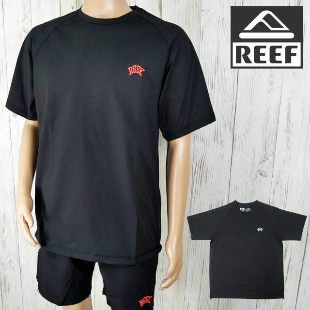 リーフ ショートスリーブ Tシャツ メンズ RFTEM2521 半袖 ラッシュガード ブラックエディション ラッシュ S/S Tシャツ ティーシャツ サーフィン トップス 速乾 ストレッチ 軽量 UV