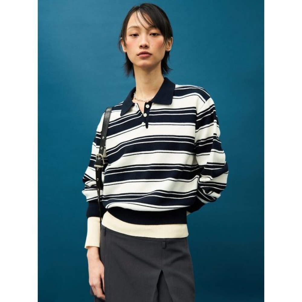 カラーネックストライププルオーバーネイビー (355251LY1R) 4,731円