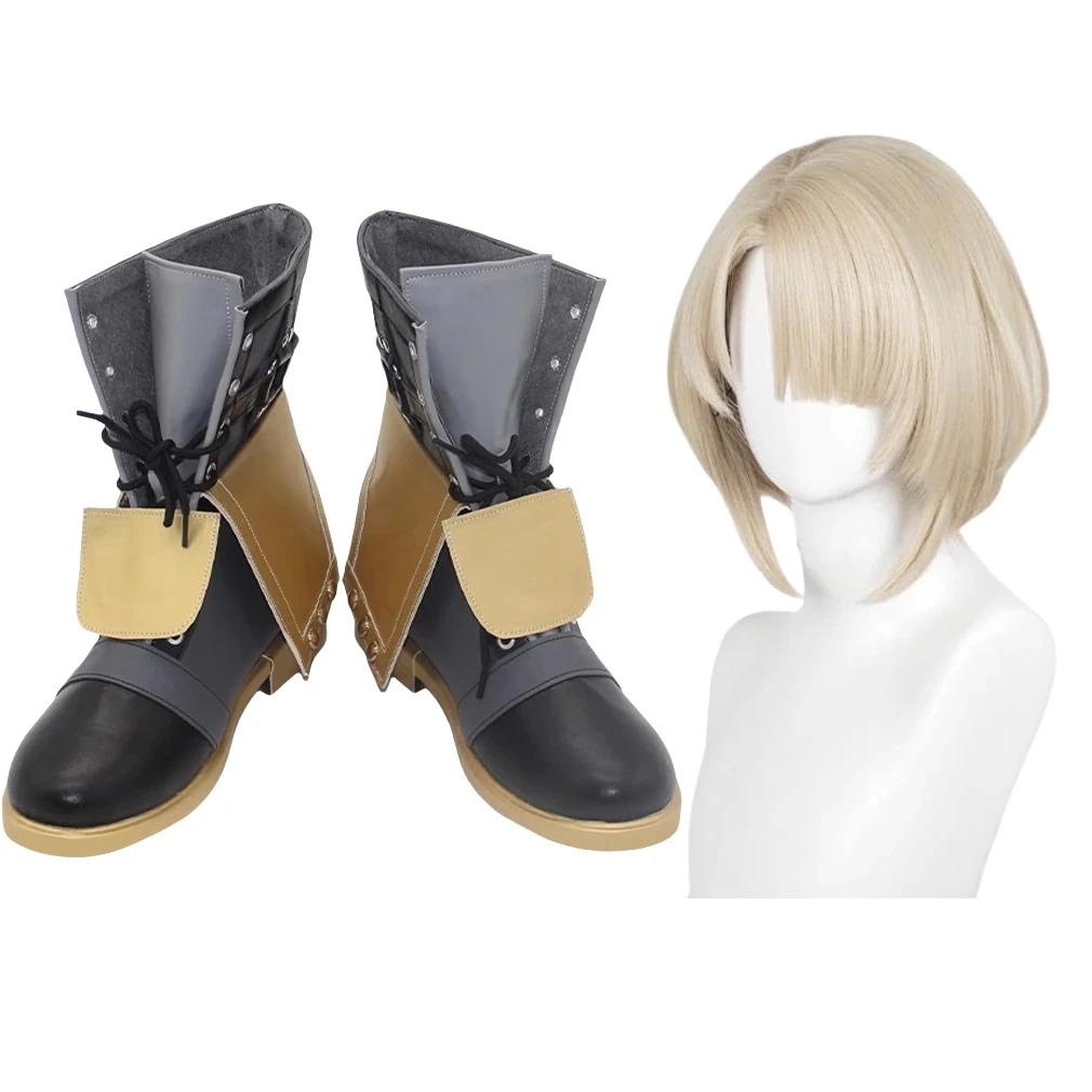 コスプレ靴フレミネ原神ウィッグ付きGenshinげんしんブーツ下駄シューズ長靴コスプレクリスマスハロウィン