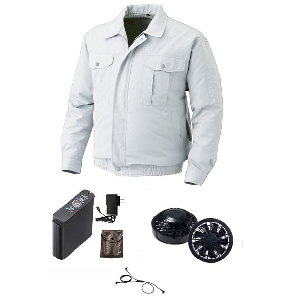 屋外作業用 空調服 [ファン色：BK 色：SI 2L]チタン加工