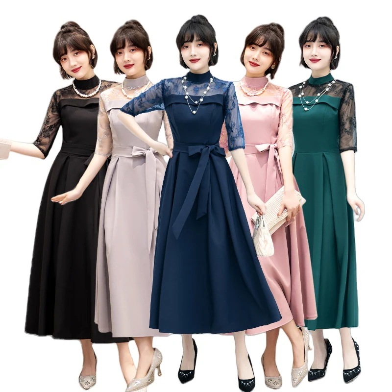 【送料無料】ドレス パーティードレス 結婚式 ワンピース ドレス 袖あり 大きいサイズ ワンピースフォーマルドレス フォーマル お呼ばれ 服 親族 大きいサイズ 大人 上品 20代 30代 40代 5