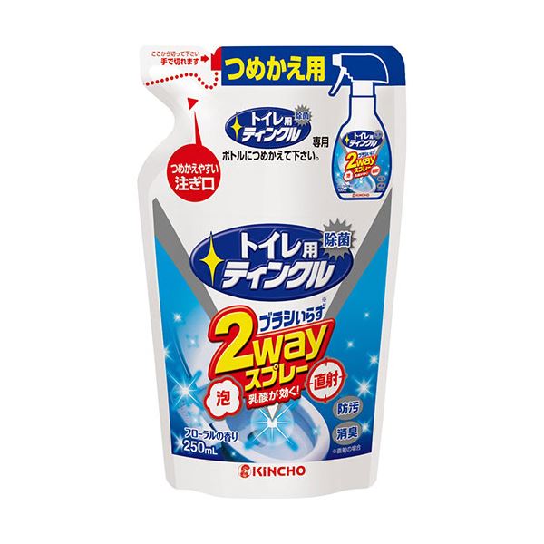 （まとめ）大日本除蟲菊 KINCHOトイレ用ティンクル トイレ洗剤 直射泡 2wayスプレー 詰め替え 250ml 1パック20セット