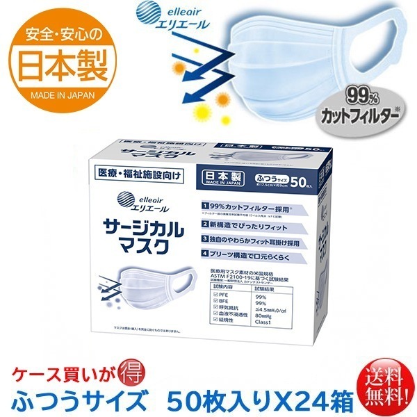 サージカルマスク ふつうサイズ 3層タイプ 30枚入り X24箱
