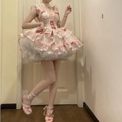Lolita スカートバレエ春夏ドレスホルタードレス