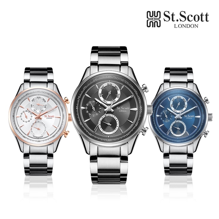 ST.SCOTT LONDON ST6014Mタイムクラシックマルチ男性メタル時計