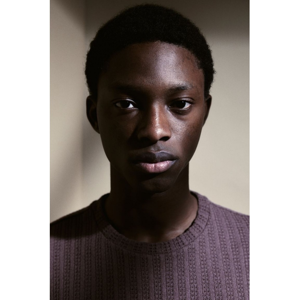 H&M クロシェルook Tシャツ ライトブラウン レギュラーフィット