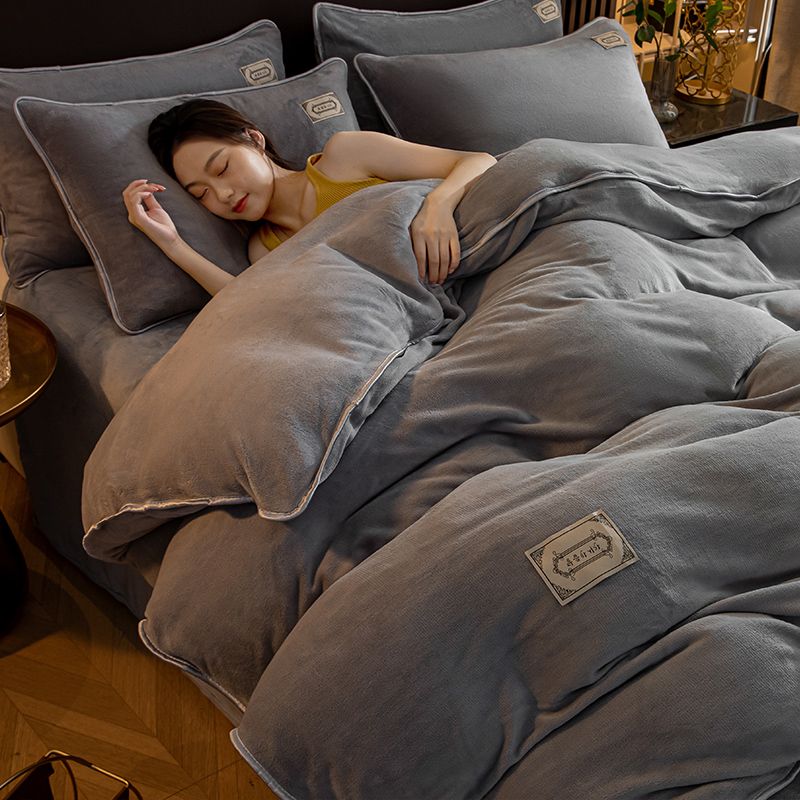 厚手布団カバー4枚セットコーラルウールウール冬布団カバー敷きパッドかわいい布団カバー4点セット