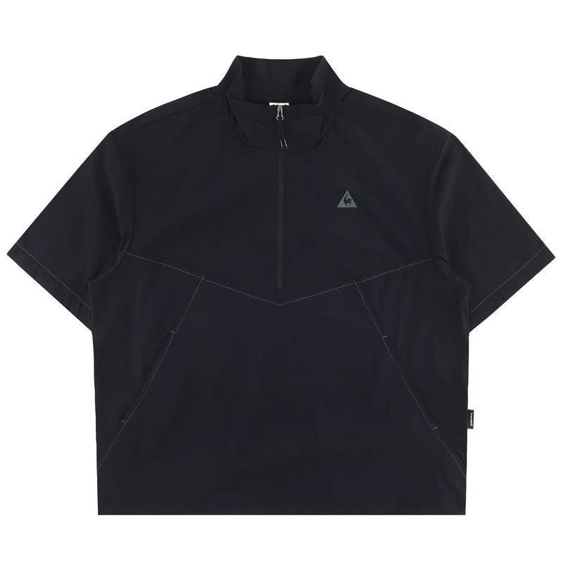 ユニ シーンプレックス ルーズフィット 軽量 半袖 アノラック ジャケット QR223LJK52BLK
