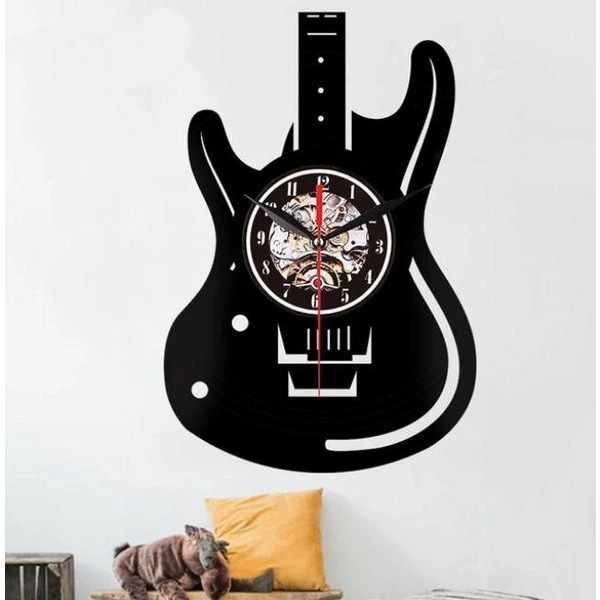 【目玉商品～超人気】レコード盤 壁掛け時計 音楽 Music ロック エレキギター 楽器 人気おしゃれ インテリア ディスプレイ シルエット