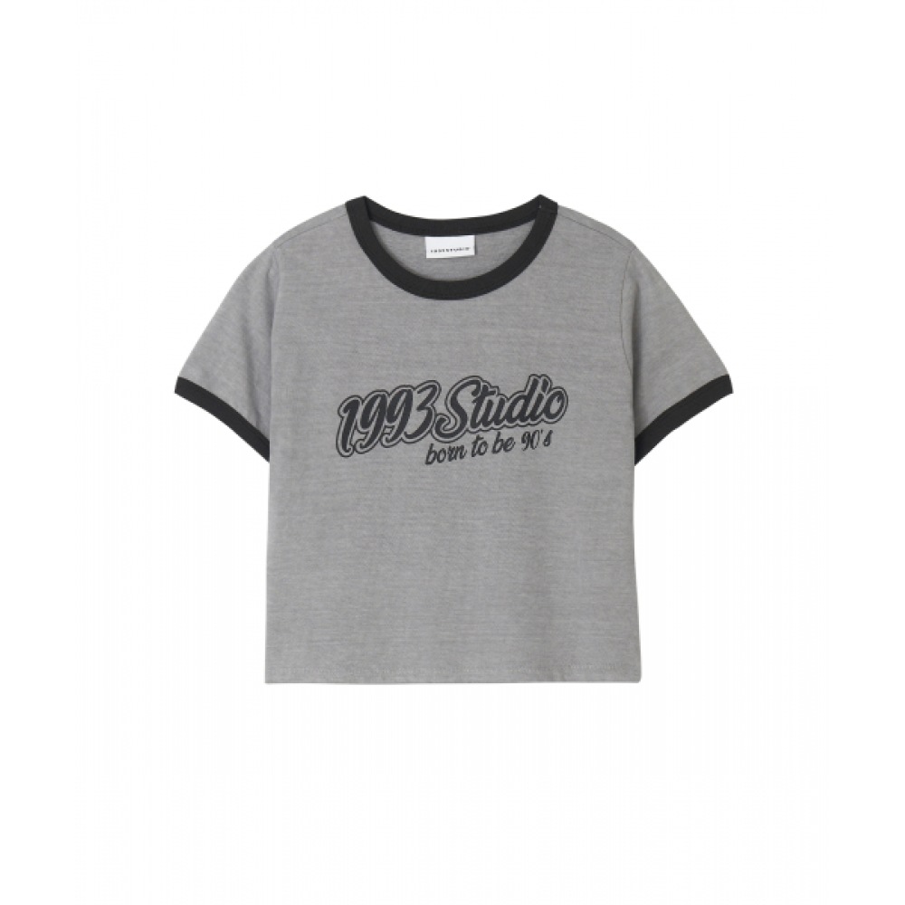 1993 スタジオレタリングリンガークロップ Tシャツ_グレー 6,988円
