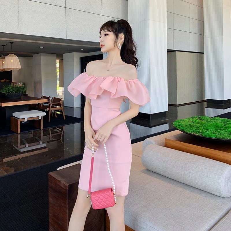 夏新品婦人服セレブスウィートフリルひもひもドレススカートパックヒップワンピース