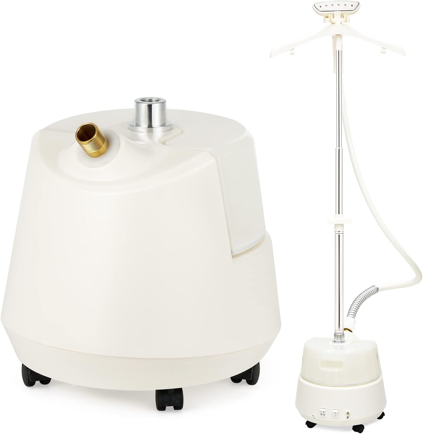 Hapyvergo ハンガースチーマー 衣類スチーマー スチームアイロン 電気湯のし器 1500W作動 ハンガーにかけたまま 3L大容量タンク 2段階スチーム コード付き 置型 腕が楽 省スペース