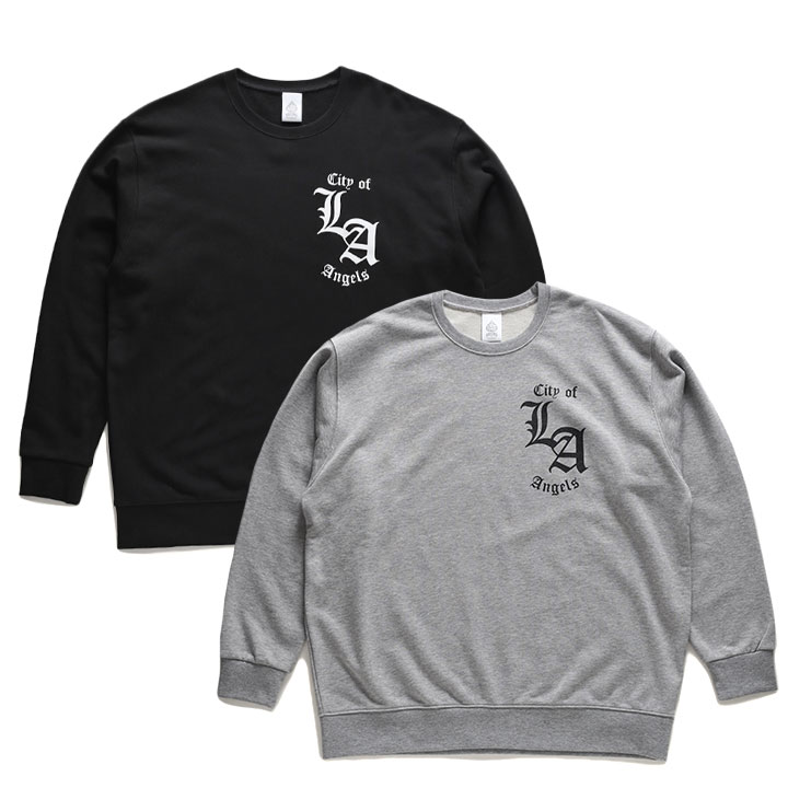 ACE FLAG トレーナー ブランド 長袖 スウェット 裏パイル メンズ 黒/グレー 大きいサイズ エースフラッグ トップス シンプル LA ロゴ エルエー