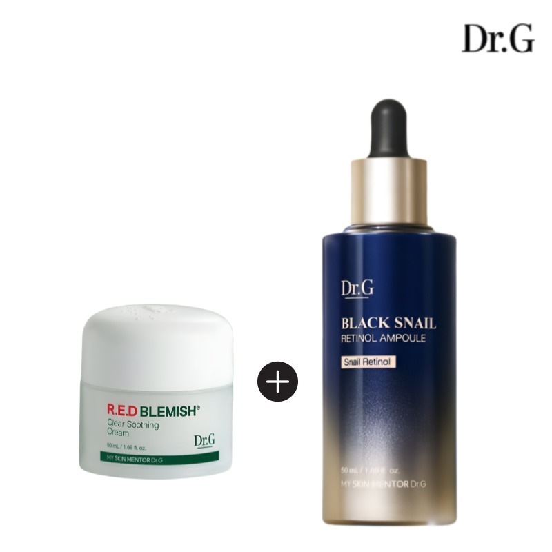 【正規品】[ベスト企画セット] ブラック スネイル レティノール アンプル 50ml+レッドブレミッシュ クリア スージングクリーム 50ml