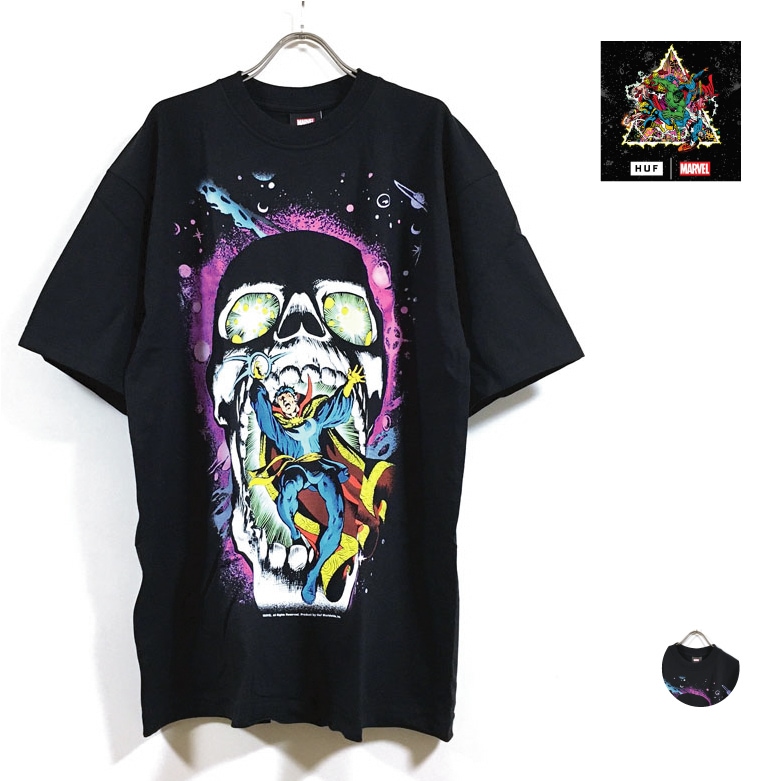 HUF ハフ AVENGERS アベンジャーズ コラボ STRANGE SKULL 半袖 Tシャツ メンズ 送料無料