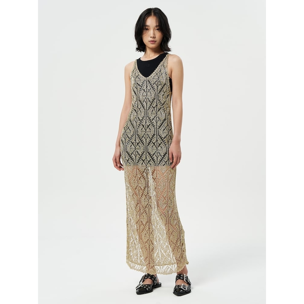 ギャニーメタリックストラップドレス-ゴールデン FW24/QN4571R03G