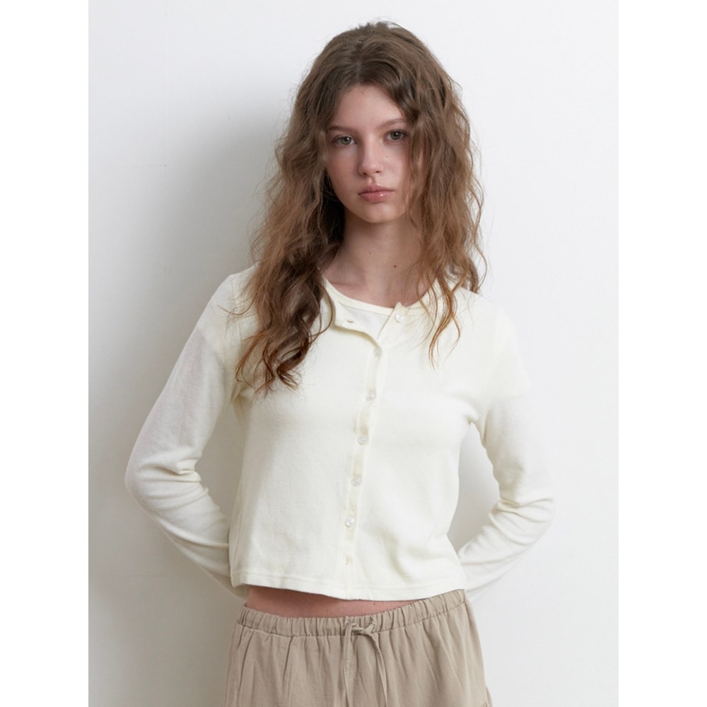 KINDABABY ロゴラウンドカーディガンセットクリーム