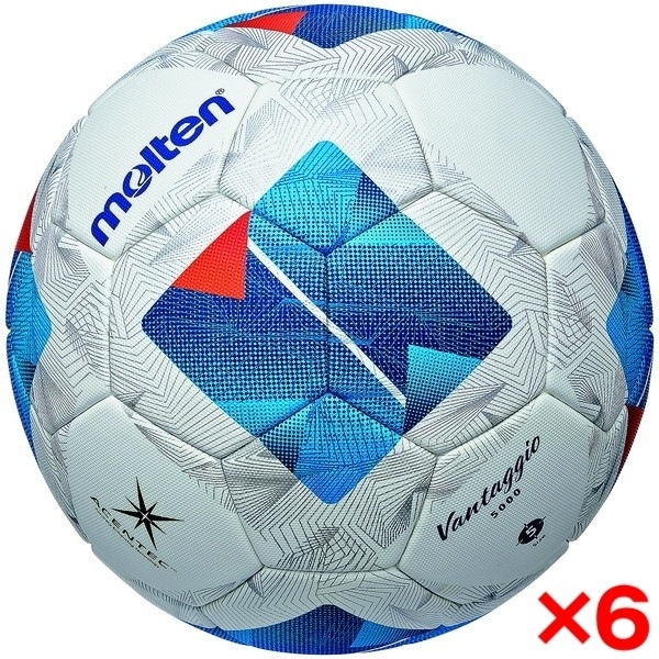 6個セット サッカーボール 5号球 ヴァンタッジオ5000 検定球 国際公認球 ホワイトxブルー F5N5000