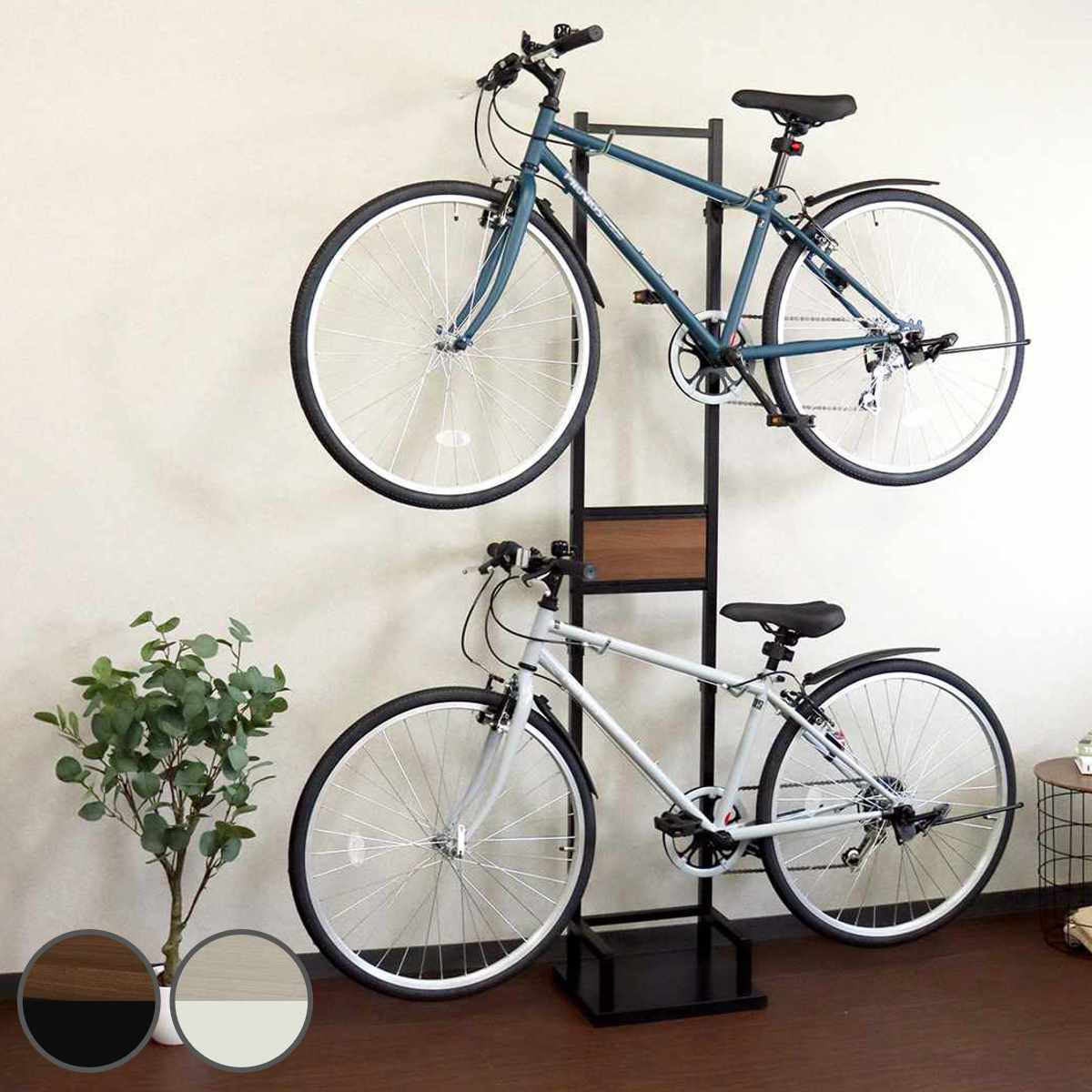 自転車スタンド 2台用 室内用 6段階高さ調整 サイクルスタンド ラック ディスプレイ 2台 転倒防止 盗難防止 室内 ブラックxブラウン ホワイトxホワイト 収納 棚 高さ調節 10,110円