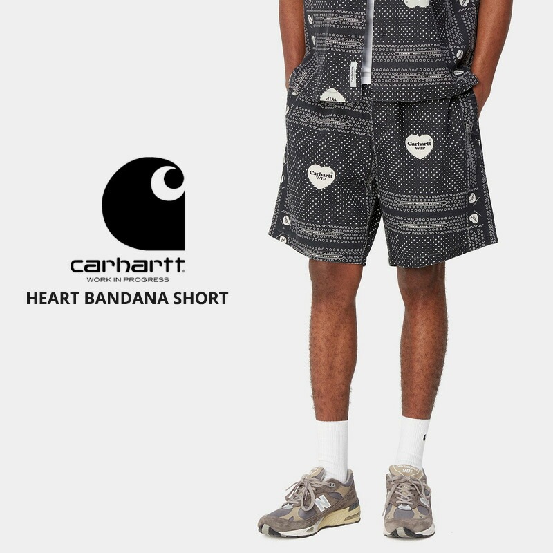 カーハート ダブリューアイピー ハーフパンツ 短パン Carhartt WIP HEART BANDANA SHORT ハート バンダナ柄i033076 メンズ ショートパンツ プリント 総柄 メン