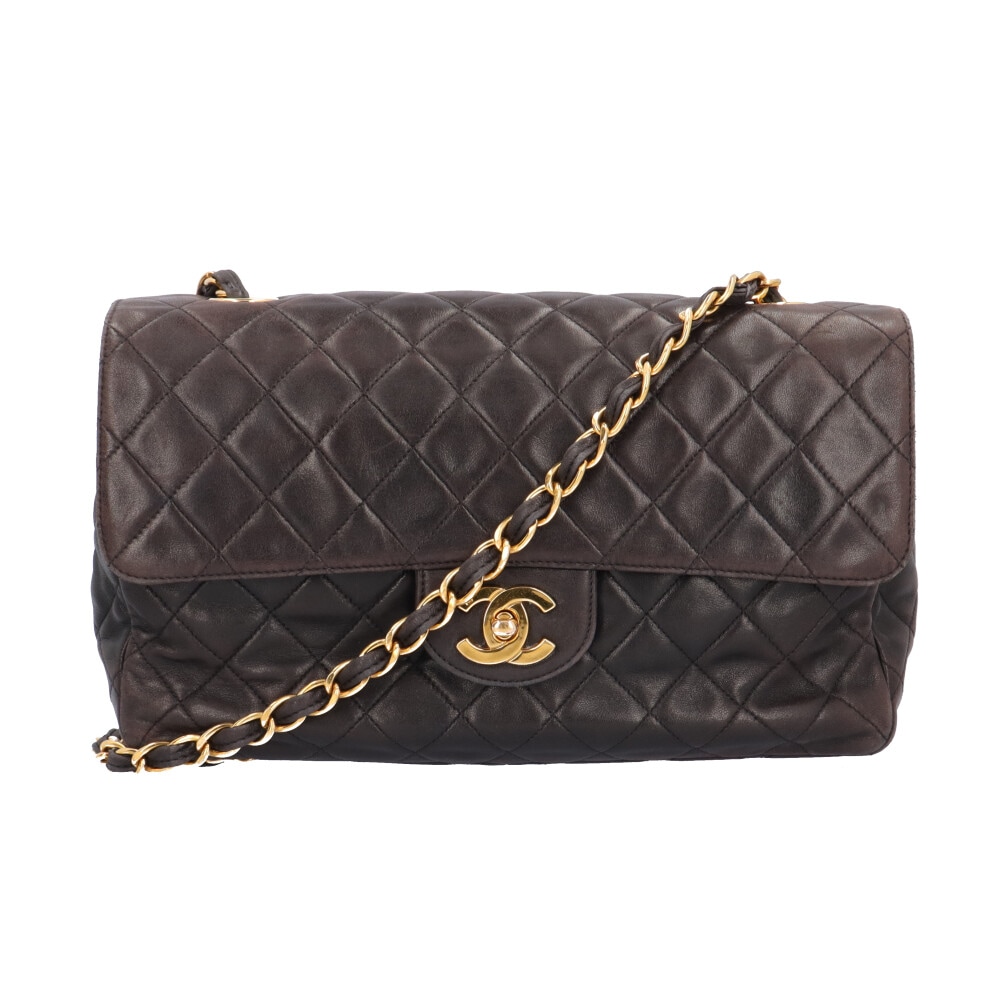 シャネル マトラッセ ショルダーバッグ ラムスキン ブラック CHANEL 中古