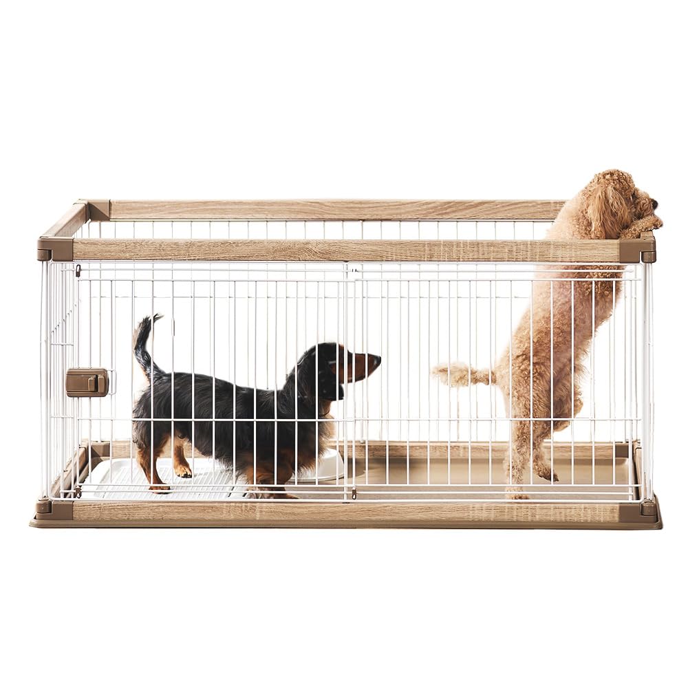 アイリスオーヤマ(IRIS OHYAMA) 犬 サークル ウッディサークル ロータイプ ライトナチュラル 中型犬用 幅120×奥行66.5×高さ55.5cm PWSR-1260LV