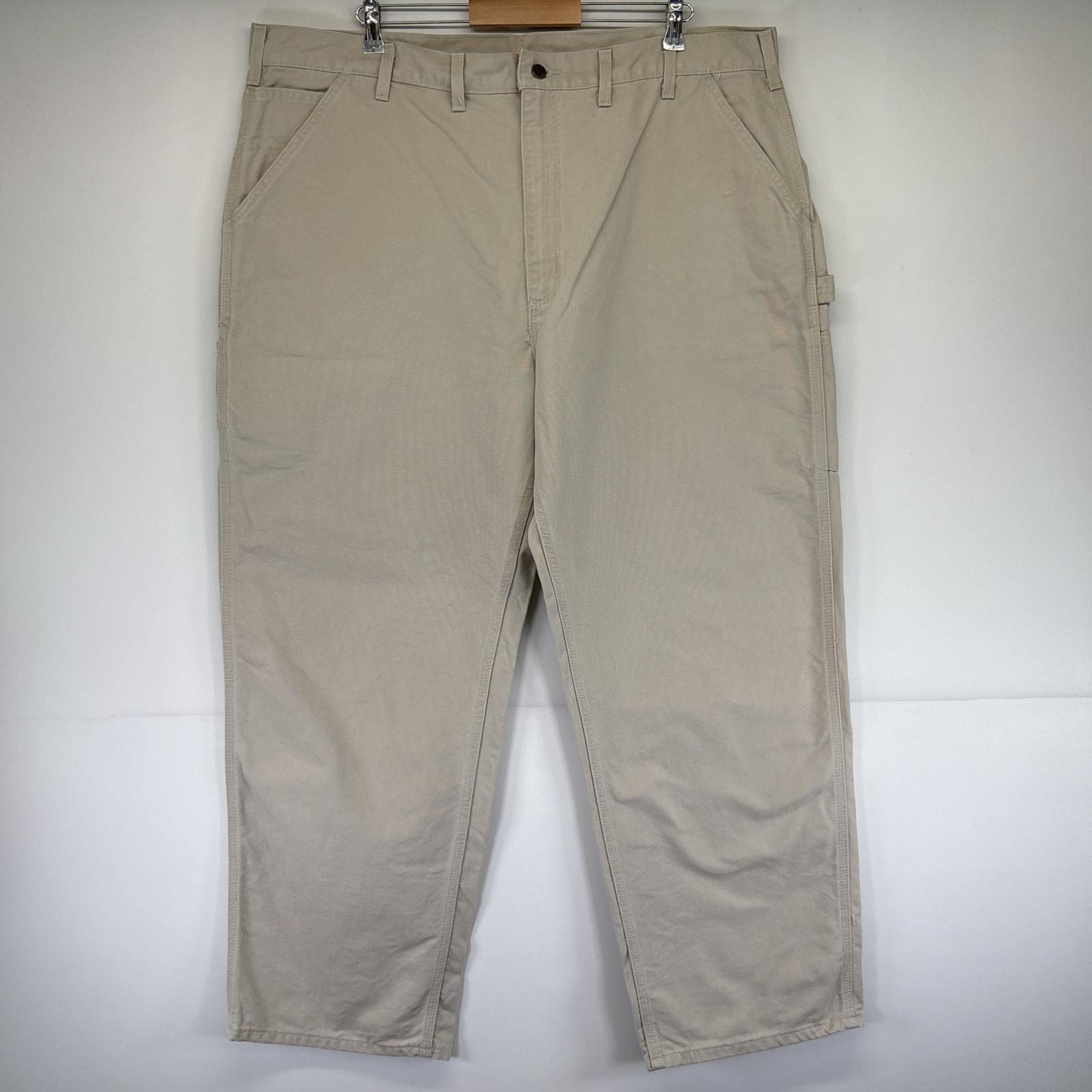 古着 ワークパンツ ダック ペインターパンツ ワンポイントロゴ 大きいサイズ 長ズボン アイボリー メンズ