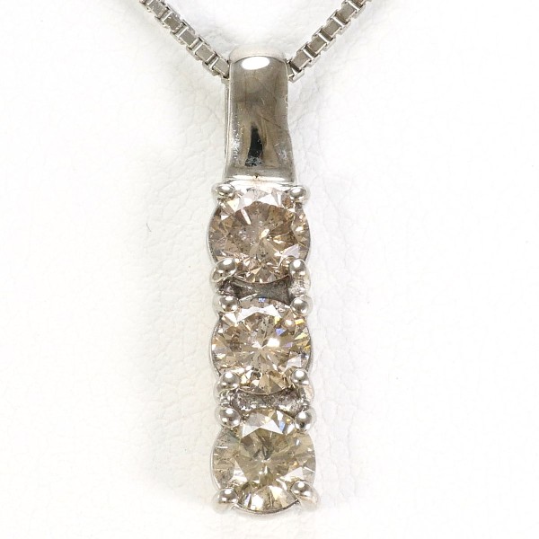 K18 18金 WG ネックレス ブラウンダイヤ 1.0 鑑別書 ジュエリー 中古