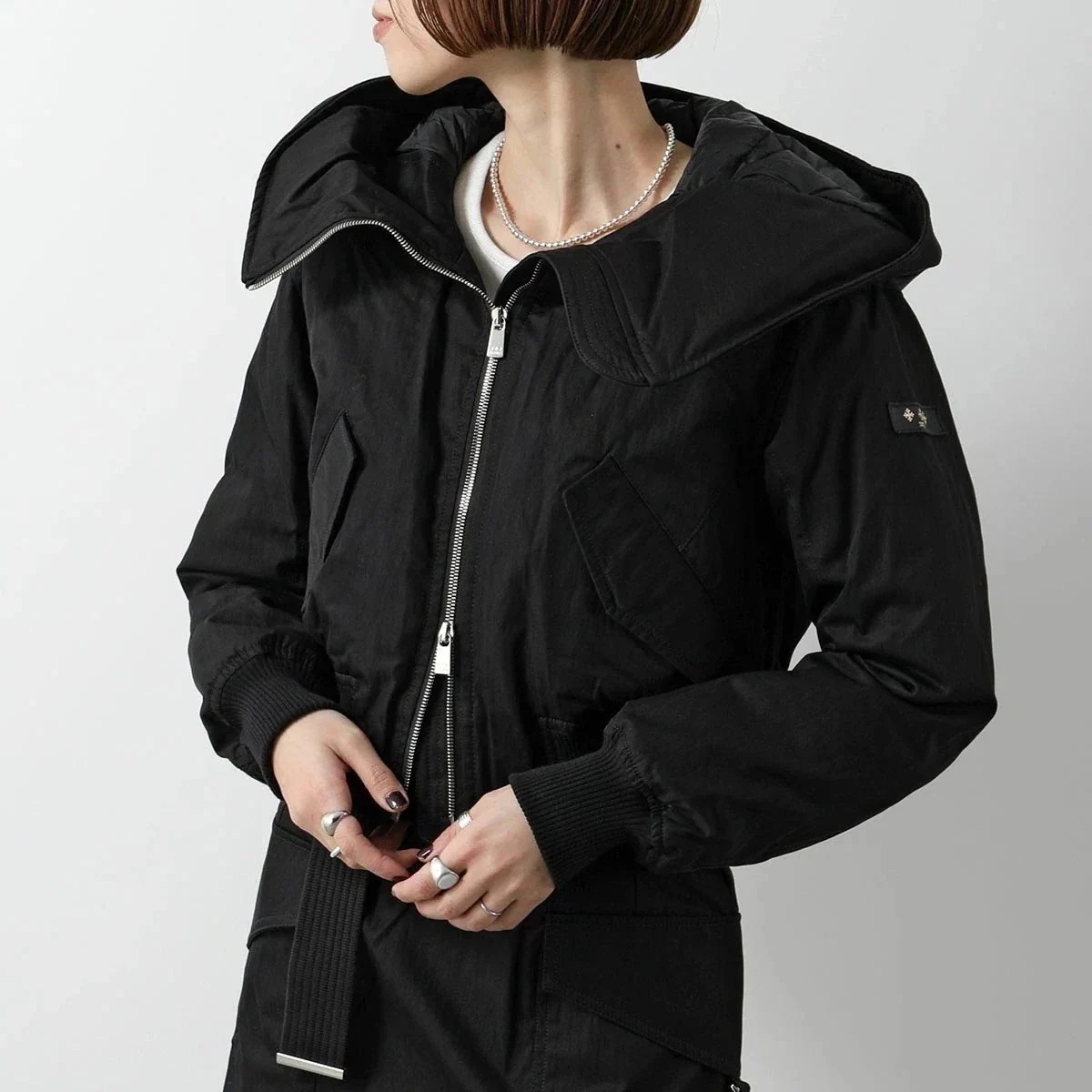 TATRAS タトラス ダウンジャケット BESCI ベッシ LTME24A4511-D レディース フード付き ショート丈 ナイロンコットン ロゴ BLACK