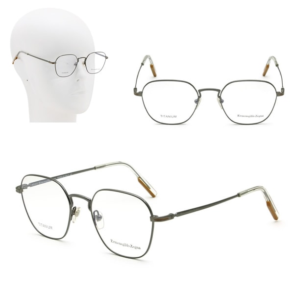 フレームのみ EZ5207/V 008 50 Ermenegildo Zegna ガンメタル メガネ 眼鏡 ノーズパッド