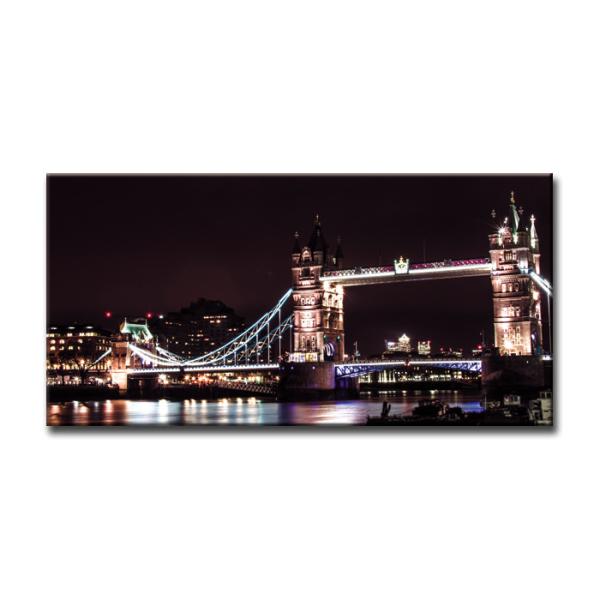 キャンバスアート 60×30cm タワーブリッジ 夜景 ロンドン 壁掛け パネル 横長 おしゃれ 都市風景 高精細プリント モダン インテリア リビング 寝室