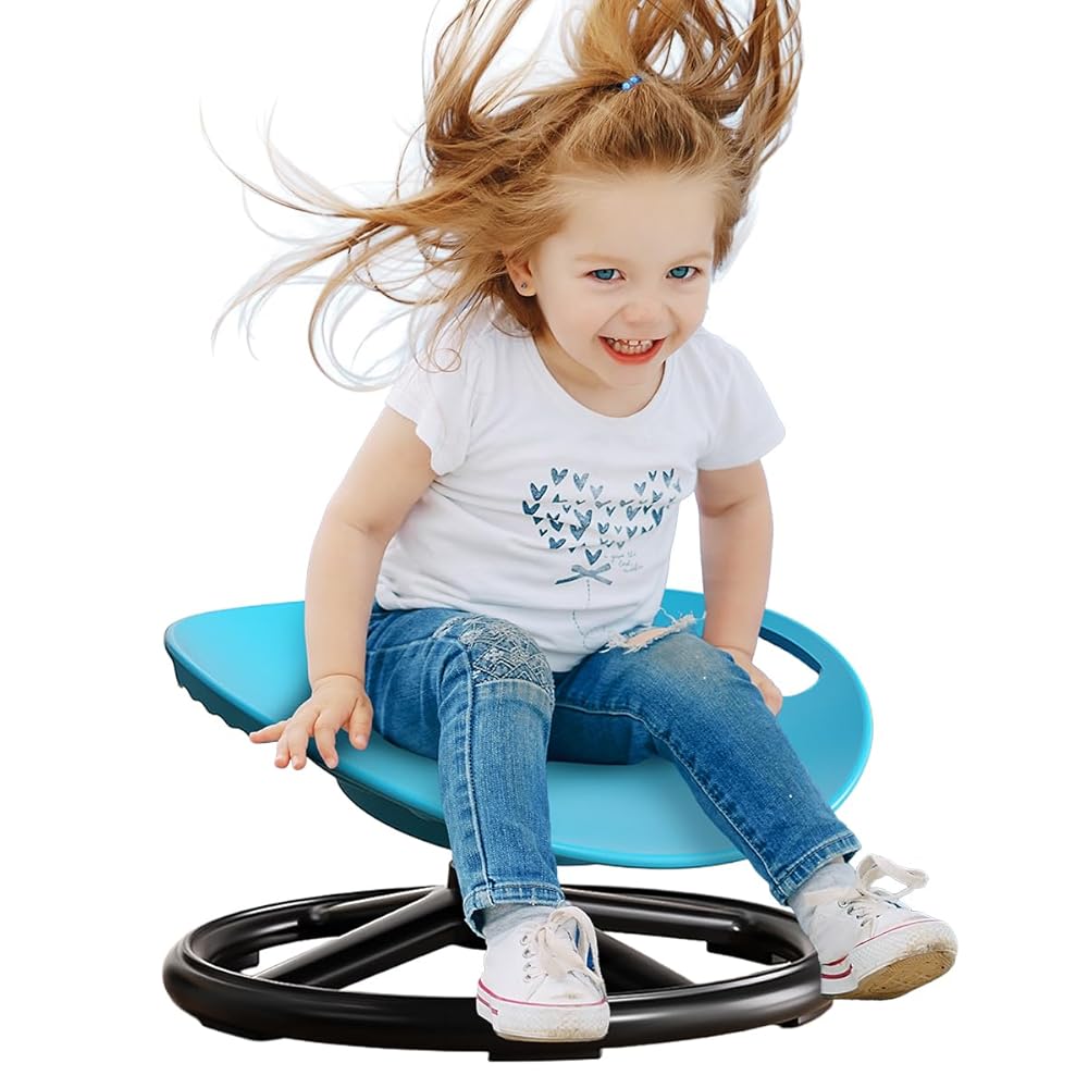 SALUDABLE バランスチェア 子供 椅子 回転 自閉症 室内 玩具 知育 感覚 スピンチェア (ブルー)