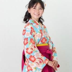 レンタル７泊８日 十三参り 卒業式 袴 レンタル 小学生 女の子 ジュニア卒業式袴レンタルセット ひな祭り 着物 衣装 花 レトロ モダン 青 水色