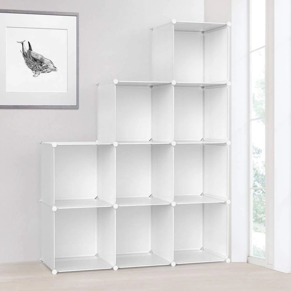 Vacplus 収納棚 大容量 収納ラック 組み立て式 整理棚 収納ボックス 本棚 衣類収納ボックス 多用途 耐久性 省スペース 収納便利 ブラック 1個幅30×奥行30×高30 9ボックス （ホワ