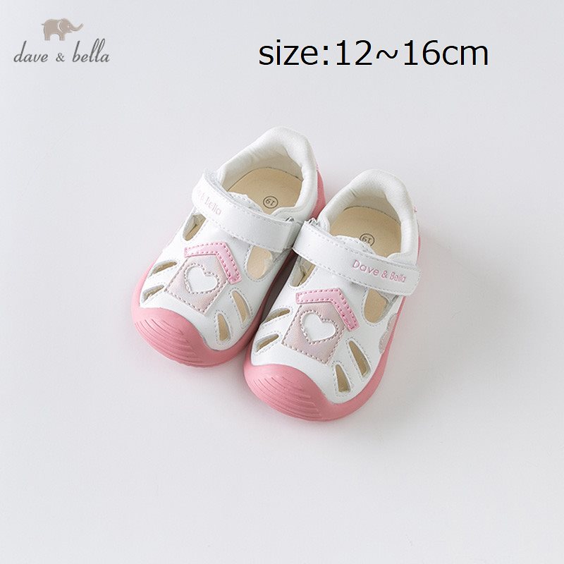 直輸入正規品dave and bella 1216cm サンダル ハートモチーフ ロゴ入り ピンク ホワイト 女の子 夏