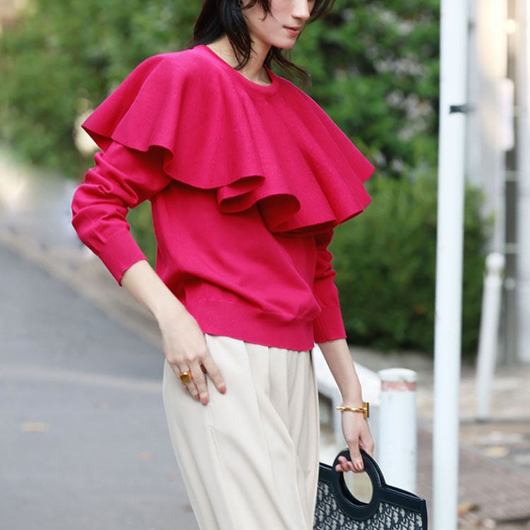 国内発送 ニット トップス プルオーバー レディース 長袖 きれいめ ナチュラル ニット生地 ゆったり おしゃれ 無地 可愛い かわいい シンプル 大きいサイズ 袖付き 袖あり 体型カバー マント風