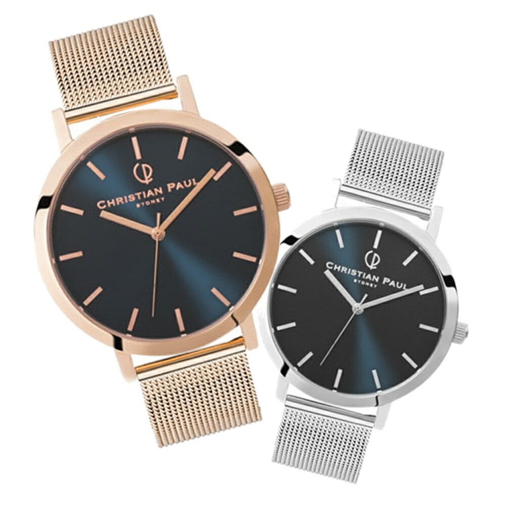 日本正規品 クリスチャンポール ペアウォッチ ペア腕時計 カップル お揃い プレゼント ピンクゴールド シルバー メッシュ ベルト 時計 ペア 大人 両親 夫婦 誕生日 結婚式 結婚記念日 プレゼント