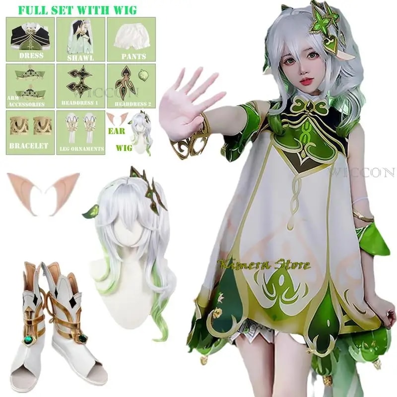 Genすじのインパクトのあるナイダメイドコスプレコスチュームlord kusanaliウィッグ女の子子供サイズのためのかわいいスタイルのドレス