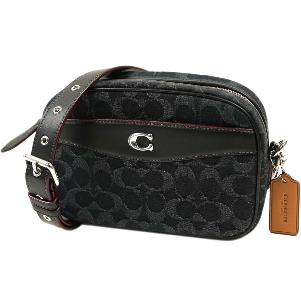 コーチ COACH ショルダーバッグ カメラバッグ Signature Denim / Refined Calf Leather ブラック シグネチャー デニム カーフレザー CE744 LHDRJ
