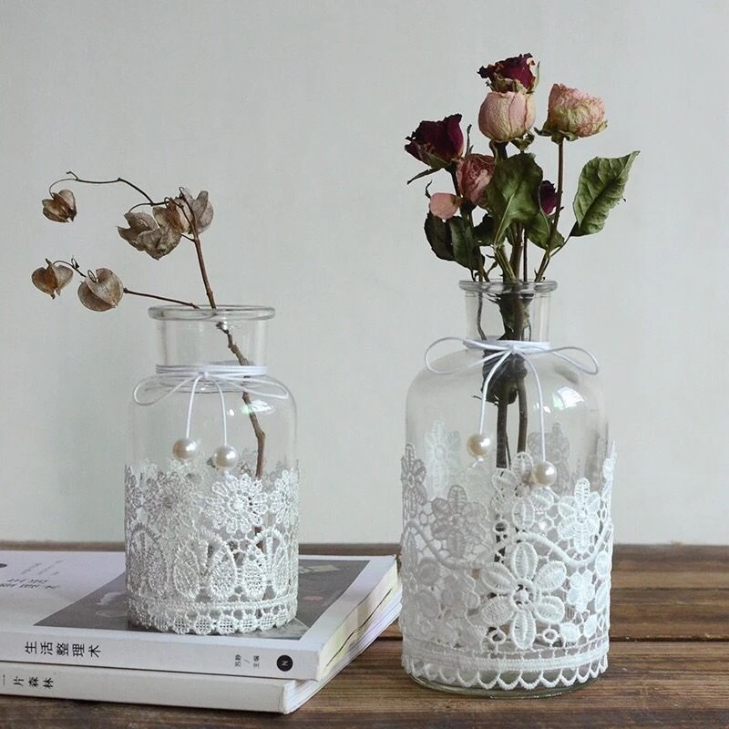 レース　ガラス花瓶 韓国インテリア 雑貨