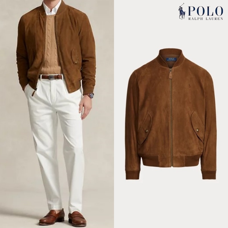 [ポロラルフローレン] スエード ボマー ジャケット / BROWN