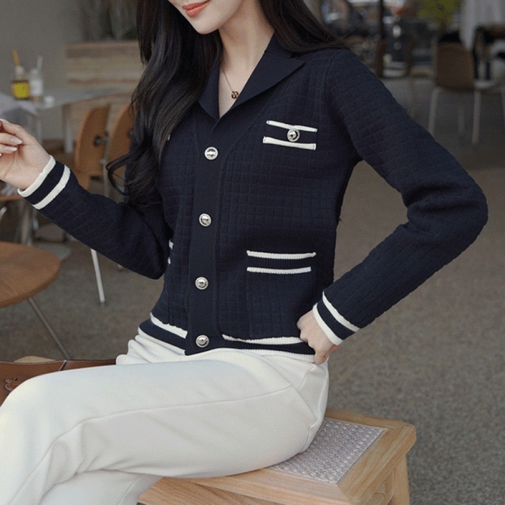 クリック＆ファニーリルトンカラーVネックカーディガン