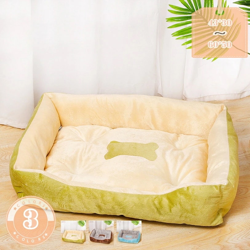 犬 ベッド 冬 夏 おしゃれ ペットベッド 冬 スクエア 安眠 ソファー カウチベッド クッション 暖かい ワンちゃん 犬用 猫用 寝台 マット 休憩所 寝床 寒さ対応 防寒 耐噛み素材 滑り止め 洗