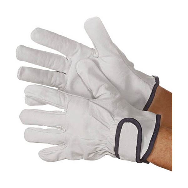 （まとめ）牛本革手袋 723P 白 LL 4130182 1双 [x5セット]