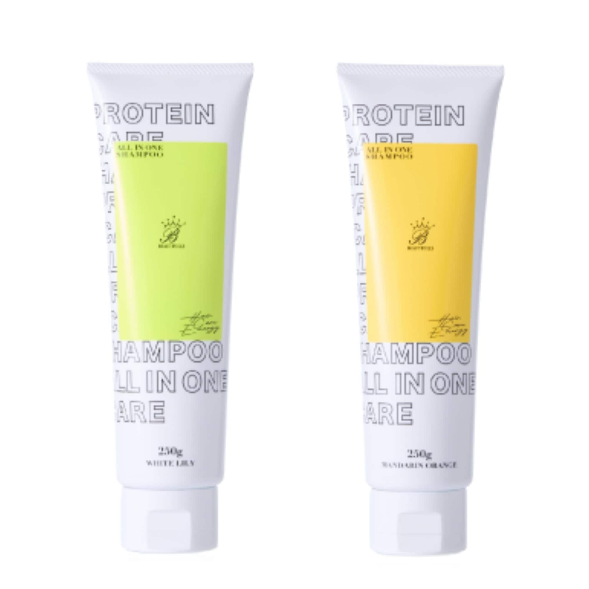 プロテインオールインワン 頭も体も洗える 全身シャンプー ジム 持ち運び トラベルシャンプー ホワイトリリー・マンダリンオレンジ(2本セット)